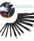 12 Piece Round Leather Hole Punch Set Pro Grade Hollow Punch Tool 1mm To 10mm for crafting leather and canvas projects.