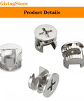 75 Pack Heavy Duty Cam Lock Nuts With Tough As Nails Furniture Connector Hardware Rustproof Zinc Alloy Eccentric Wheel Cabinet Fitting Kit showing various angles of cam lock nuts.