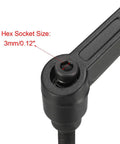 M6 Quick Release Clamping Lever Handles With A Smooth Push Button Twist And Swivel Base Top Tier Matte Steel Fasteners For No Sweat Setup And Ironclad Grip 3 Pack showing hex socket size 3mm.