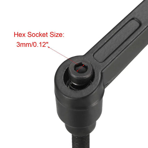 M6 Quick Release Clamping Lever Handles With A Smooth Push Button Twist And Swivel Base Top Tier Matte Steel Fasteners For No Sweat Setup And Ironclad Grip 3 Pack showing hex socket size 3mm.