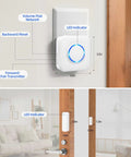 Smart WiFi Door Chime With Real Time Alerts And Window Or Door Sensor Alarm For Home And Biz Push Notifications Via Tuya Smart Life App Kid Safety And Dementia Care Remote Monitoring Made Easy, 3.2in white sensor
