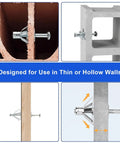 Drywall Anchor Kit For Hollow Walls With Screws 30Pcs M6x52mm Zinc Plated Steel Molly Bolts shown installed in various wall types