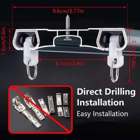 Gold Double Row Ceiling Curtain Track System Whisper Quiet Heavy Duty Aluminum Sliding Curtain Rail installation components