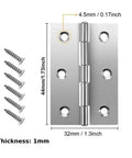 Beefy Stainless Steel Rotating Concealed Door Hinges Kit 6 Pcs Cabinet Butt Folding Hinge Set with screws, 44x32mm dimensions.