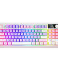Kickass RGB Mechanical Keyboard With Hot Swappable Keys And Crisp White Switches For Gaming And Daily Grind with multicolor backlighting.