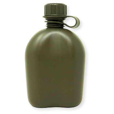 Durable 1 Qt Canteen Water Bottle With Leak Resistant Cap For Outdoor Hiking Camping Made From Rugged Polyethylene Olive Drab Made In USA