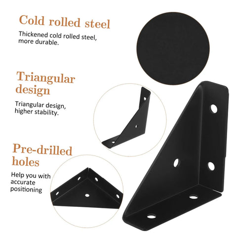 Built Tough 40 Pack Heavy Duty Corner Brackets Cold Rolled Steel Right Angle Triangle Shelf Supports for secure furniture reinforcement.