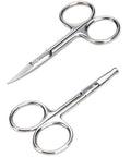 Facial Hair Scissors And Grooming Kit For Guys And Gals With Curved Safety Tip Clippers Two Pack Silver