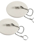 Solid 2 Pack Rubber Tub Stopper With Long Stainless Steel Beaded Chain And Heavy Duty Drain Plug For 1.5 To 2 Inch.