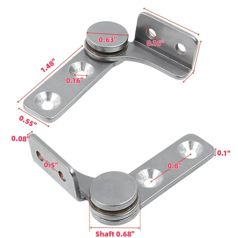 2 Nm Torque Shaft Hinge Set For Furniture in 304 Stainless Steel, 0.68 Inch Shaft, Left and Right Pair, with Dimensions