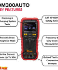 Automotive Digital Multimeter With 80 Amp Fuse Test You Can Do Without Removal No Pull Required measuring device with LCD display and buttons.