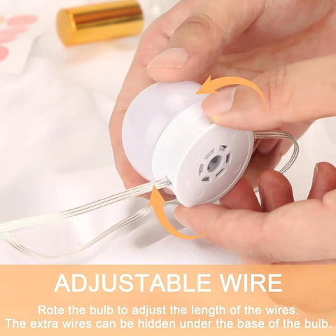 Adjusting wire length for Hollywood Style Vanity Lights For Mirror With 10 Dimmable Bulbs USB Powered Stick On Vanity Strip Lights