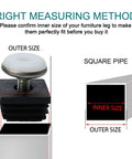 Squash That Floor Wobble Fast With Premium Adjustable Leveling Feet Sized For Square Tubing Furniture Glides measuring guide image