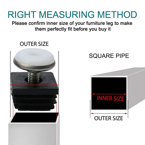 Squash That Floor Wobble Fast With Premium Adjustable Leveling Feet Sized For Square Tubing Furniture Glides measuring guide image
