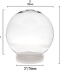 Clear Plastic Diy Snow Globe With Screw Off Cap Super Sturdy And Shatterproof Five Inch Water Dome showing dimensions and sleek design.
