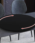 Large Bamboo Lazy Susan Turntable Smooth Rotating Serving Platter For Kitchen Counters showing black spinning surface on table.