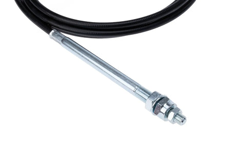 Heavy Duty 10 Ft PTO Cable Control Assembly Features Dead Nuts Durability And Slick Push Pull Shift Premium OEM Replacement For Chelsea 660 680 Series Power Take Off Units Built Tough For Tractors With Easy Peasy Garage Swap, showing the steel core and protective jacket end.