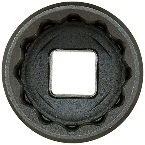 Bottom view of Heavy Duty Half Inch Drive Impact Socket One And One Eighth Inch Twelve Point TorquePlus Quick Engagement.