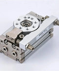 Heavy Duty Pneumatic Table Air Swing Rotary Cylinder With Integrated Shock Damping And 50 Millimeter Bore, metal construction, for workshop use.