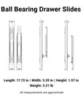 Heavy Duty Ball Bearing Drawer Slides With Cold Rolled Steel Bottom Mount Hardware Black Finish 1 Pair dimension diagram