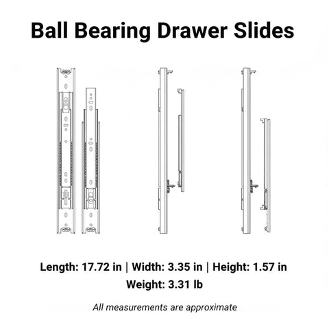 Heavy Duty Ball Bearing Drawer Slides With Cold Rolled Steel Bottom Mount Hardware Black Finish 1 Pair dimension diagram