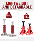 3 Ton Aluminum Jack Stands With Locking Pins, Lightweight And Portable, showing two designs with weight details, for Cars, SUVs