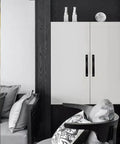 Cabinet with two Five Pack Vintage Zinc Alloy Door Handles Matte Black 128Mm Thickened Aluminum Exposed Pulls installed