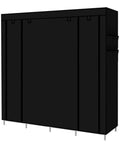 Your Go To Portable Wardrobe With 4 Hanging Rails And Shelves Heavy Duty Steel Frame Black Clothes Organizer Space Saving Closet Storage Unit For Home And Dorm Durable PP Panels Easy Setup