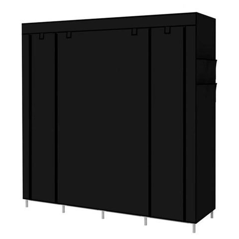 Your Go To Portable Wardrobe With 4 Hanging Rails And Shelves Heavy Duty Steel Frame Black Clothes Organizer Space Saving Closet Storage Unit For Home And Dorm Durable PP Panels Easy Setup