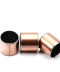 Three Pack Sleeve Bushings 14mm Bore 16mm OD 15mm Length Oilless Plain Bearings Carbon Steel Bronze Composite self lubricating glides.