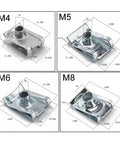Heavy Duty Stainless Steel U Type Clips Nut Kit Assortment For M4 M5 M6 M8 Screws, manganese steel clip nuts