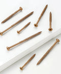All Weather Wood Deck Screws Kit 126 Pieces with exterior epoxy coated brown finish on white surface