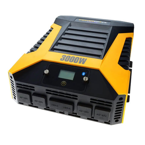 Heavy Duty 3000 Watt Power Inverter With Slick Bluetooth Connectivity And Snappy Usb Fast Charge Plus Four Knockout Ac Outlets