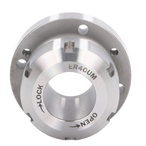 Front view of ER40 Collet Lathe Chuck Carbon Steel Heavy Duty Compact Replacement 80 mm Diameter For CNC Milling Machines Back Plate Mount Ready