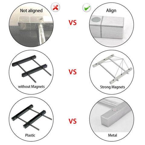 Comparison of Magnetic Jointer Knife Setting Jig with strong magnets and metal, versus non-magnetic plastic alternatives.