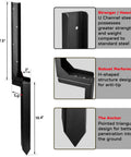 Adjustable Fence Post Repair Kit For Tilted Or Broken Wood Posts, Heavy Duty Steel Ground Spike Anchor, black steel design