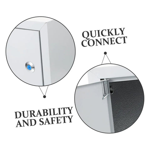 Close-up of Heavy Duty Weatherproof Wall Mount Electrical Distribution Box, showing durable steel enclosure and quick connect feature