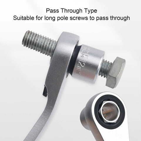 Pass Through Socket Set, 29 Piece One Quarter Inch Drive Ratchet Wrench Kit with demonstration of pass-through design and bolt