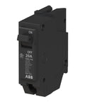 20 Amp Single Pole Circuit Breaker For 120/240 VAC, Thermal Magnetic Plug-On Load Center Protection, 10 kAIC Interrupt Rating, Durable Safety For Residential And Commercial Panels, black ABB unit