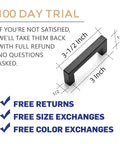30 Pack 3 Inch Square Kitchen Cabinet Handles Matte Black Drawer Pulls Set For Cabinets And Furniture with dimensions