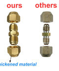 Comparison of 2 Pack Copper Pipe Extension Joint Connectors For Air Conditioning Lines Quick Connect Flare Nut Adapters; ours vs others