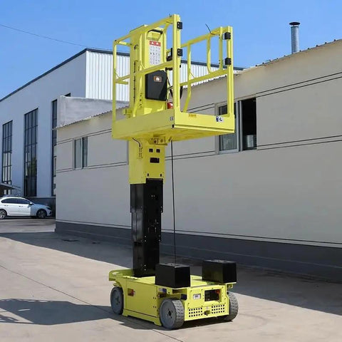 Rock Solid Self Propelled Telescopic Lifting Platform For Professional Aerial Work Featuring A Heavy Duty Vertical Sleeve Mast.