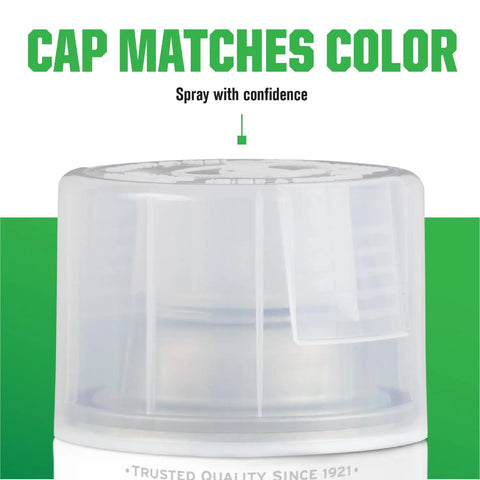 Clear cap of Pro Grade Acrylic Lacquer Spray Paint Gloss Clear provides color identification for precise application.