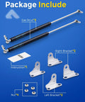 Gas struts 28-inch, 200 lb, two-pack with left and right brackets, nuts; black cylinders with chrome rods
