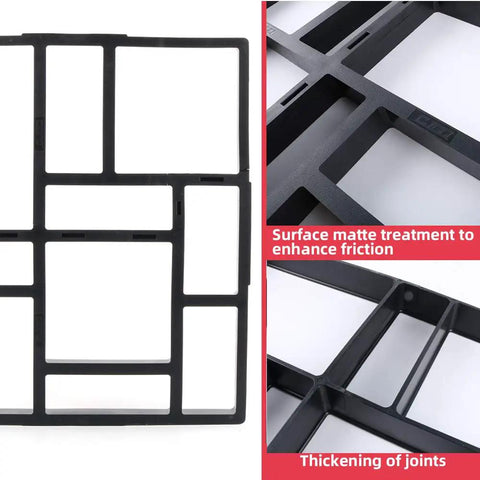 Walk Path Maker Concrete Molds 10 Grid Reusable Stepping Stone Paver for Garden Yard Patio DIY Pathway Easy To Use 17.5 by 15.5 by 1.5 Inch Mold for Outdoor Use Durable, shown with matte surface treatment and thickened joints.