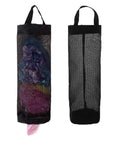 Hanging Mesh Bag Holder Dispenser For Plastic Grocery Bags, Space Saving Organizer With Elastic Opening, Black, 2 Pack