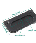 Close-up of 4 Pack Hidden Recessed Drawer Pull Handles in black zinc alloy with measurements for cabinets and furniture