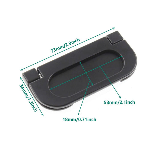 Close-up of 4 Pack Hidden Recessed Drawer Pull Handles in black zinc alloy with measurements for cabinets and furniture