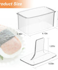 Three Piece Clear Musubi Maker Kit With Luncheon Meat Slicer Non Stick Onigiri Press Mold BPA Free Sushi Mold size diagram