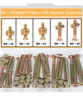 Ultimate M6 Hex Socket Cap Screws And Nuts Replacement Kit for Furniture, includes 25 bolts and nuts in five lengths with a hex wrench.